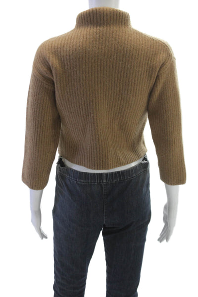 Everlane Womens Pullover Sweater Brown Wool High Neck 3/4 Sleeve Solid Size XS