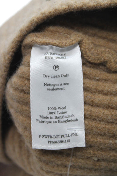 Everlane Womens Pullover Sweater Brown Wool High Neck 3/4 Sleeve Solid Size XS