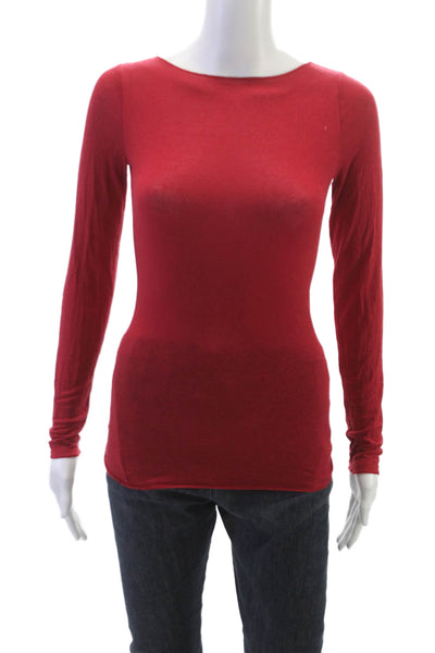 Intimissimi Women Red Boat Neck Long Sleeve T-Shirt Polyester Size S