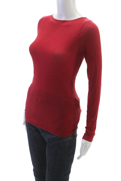Intimissimi Women Red Boat Neck Long Sleeve T-Shirt Polyester Size S