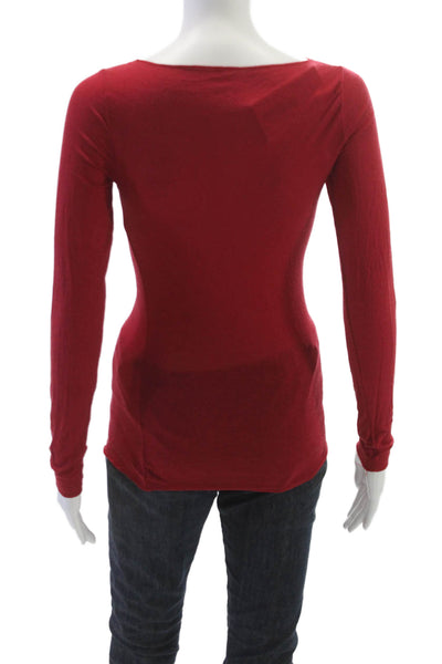 Intimissimi Women Red Boat Neck Long Sleeve T-Shirt Polyester Size S