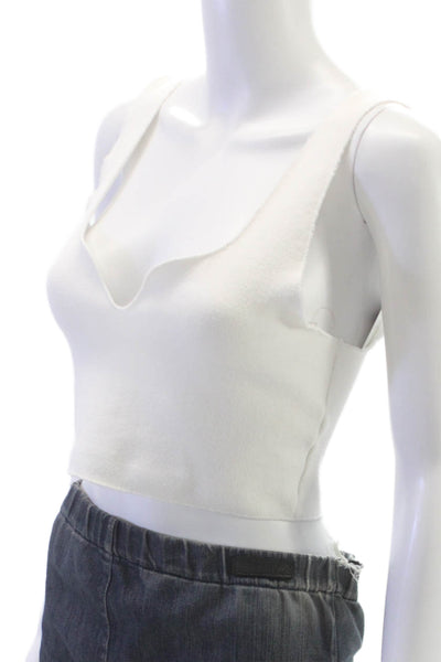 Zara Women Cropped Sweetheart Tank White Sleeveless Poly Spandex Size M