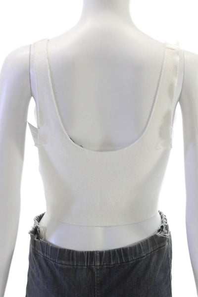 Zara Women Cropped Sweetheart Tank White Sleeveless Poly Spandex Size M