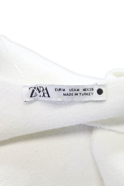 Zara Women Cropped Sweetheart Tank White Sleeveless Poly Spandex Size M