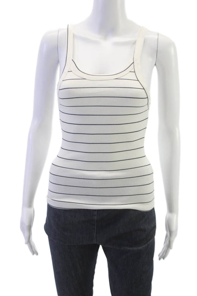 Zara Womens Basic Striped White Scoop Neck Sleeveless Tank Size S