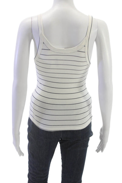 Zara Womens Basic Striped White Scoop Neck Sleeveless Tank Size S
