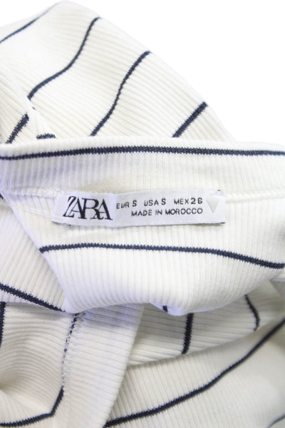 Zara Womens Basic Striped White Scoop Neck Sleeveless Tank Size S
