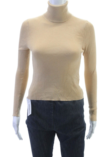 Zara Womens Pullover Sweater Turtleneck Long Sleeve Beige Viscose Size S