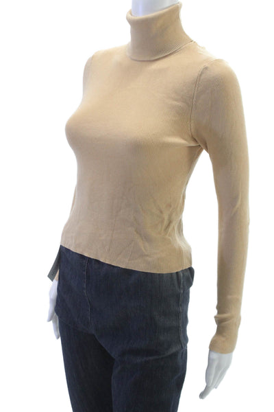 Zara Womens Pullover Sweater Turtleneck Long Sleeve Beige Viscose Size S