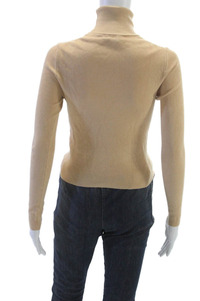 Zara Womens Pullover Sweater Turtleneck Long Sleeve Beige Viscose Size S