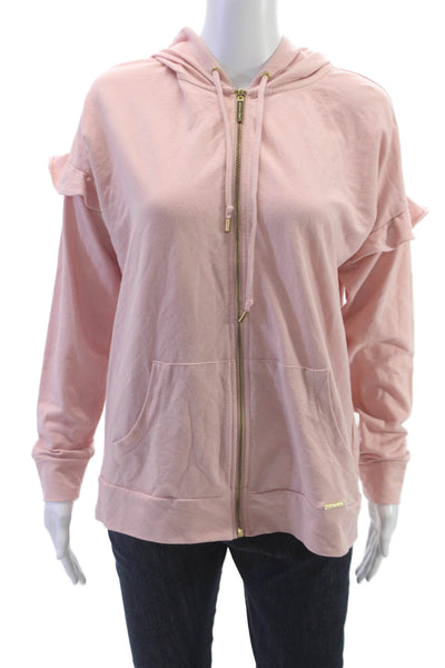Michael Michael Kors Womens Pink Cotton Full Zip Hoodie Size M