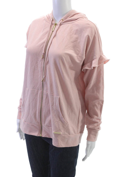 Michael Michael Kors Womens Pink Cotton Full Zip Hoodie Size M