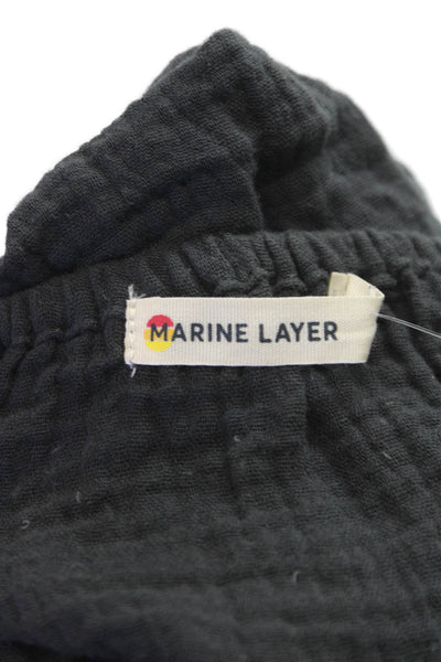 Marine Layer Women Cropped V Neck 3/4 Sleeve Gray Cotton Blouse Size S