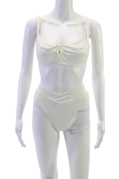 L Space Womens Bikini Set White Nylon Solid Size M