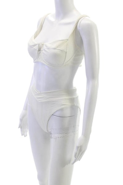 L Space Womens Bikini Set White Nylon Solid Size M
