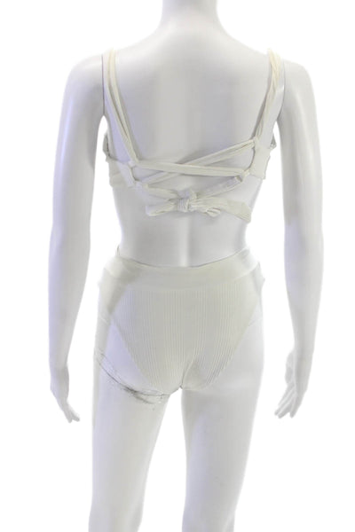 L Space Womens Bikini Set White Nylon Solid Size M