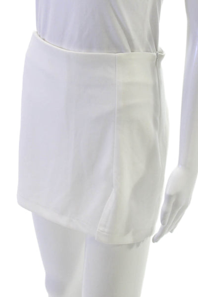 Aqua Women Mini Skort White Polyester Short Zip Size S
