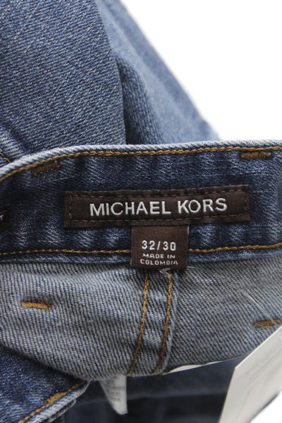 Michael Kors Mens Blue Straight Jeans Cotton Button Fly Size 32