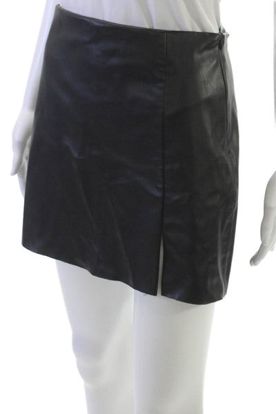 Zara Womens Wrap Skirt Black PU Zip Size M