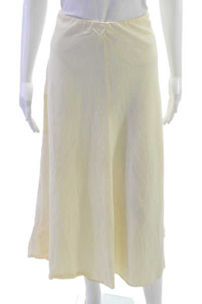 Zara Womens A-Line Midi Skirt Ivory Viscose Zip Size M