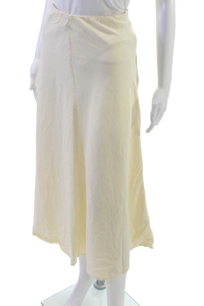 Zara Womens A-Line Midi Skirt Ivory Viscose Zip Size M