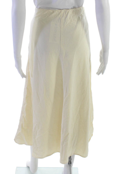 Zara Womens A-Line Midi Skirt Ivory Viscose Zip Size M
