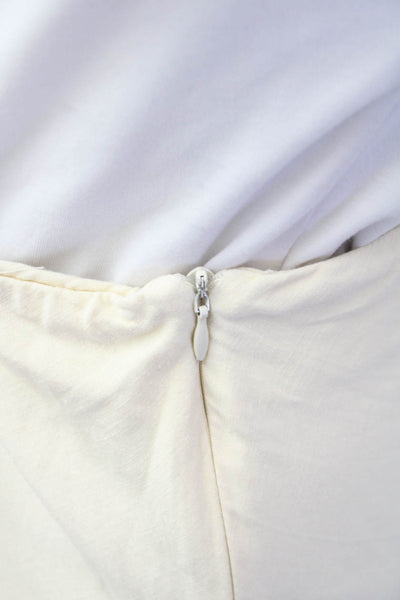 Zara Womens A-Line Midi Skirt Ivory Viscose Zip Size M