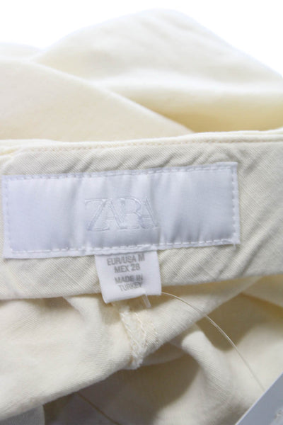 Zara Womens A-Line Midi Skirt Ivory Viscose Zip Size M