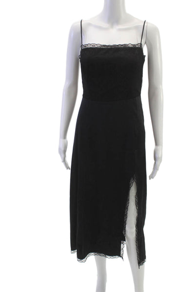 Abercrombie & Fitch Womens Black Slip Dress Square Neck Midi Polyester Size PM