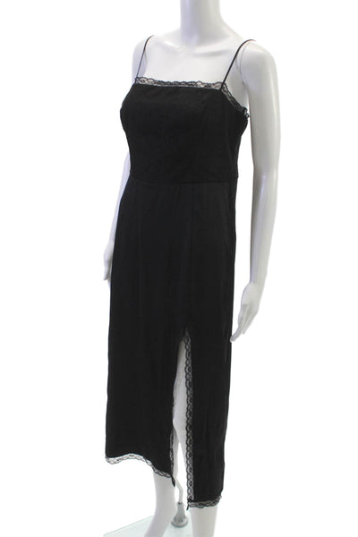 Abercrombie & Fitch Womens Black Slip Dress Square Neck Midi Polyester Size PM
