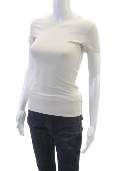 Aritzia Women Basic Beige Nylon Round Neck Short Sleeve T-Shirt Size S