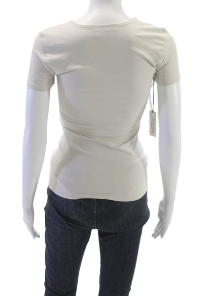 Aritzia Women Basic Beige Nylon Round Neck Short Sleeve T-Shirt Size S
