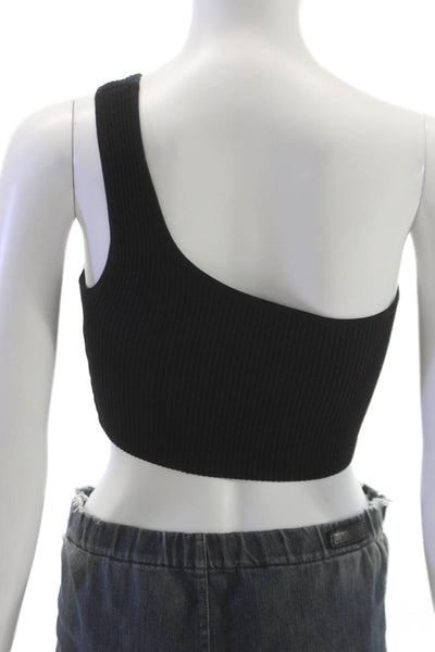 Babaton Womens One Shoulder Cropped Tank Black Size S