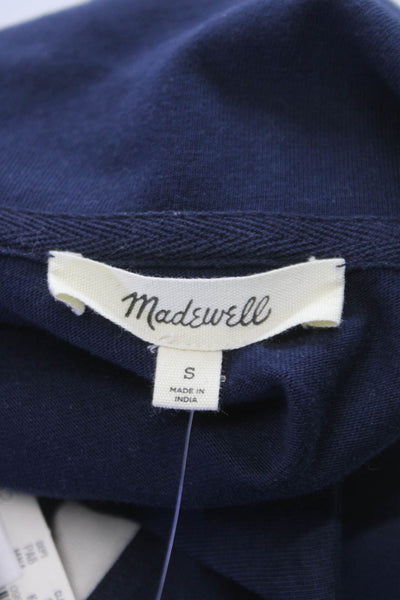 Madewell Womens Blue Striped Cotton Collared Polo Short Sleeve Size S