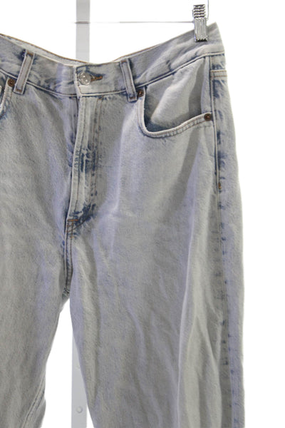 Zara Womens Straight Jeans Blue High Rise Button Size 8