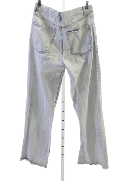 Zara Womens Straight Jeans Blue High Rise Button Size 8