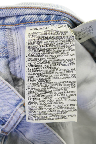 Zara Womens Straight Jeans Blue High Rise Button Size 8