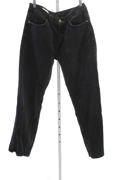 Zara Women Mom Jeans Black High Rise Cotton 30in Size 10