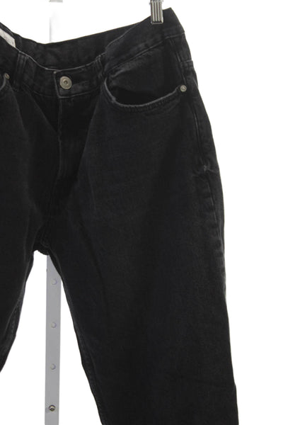 Zara Women Mom Jeans Black High Rise Cotton 30in Size 10