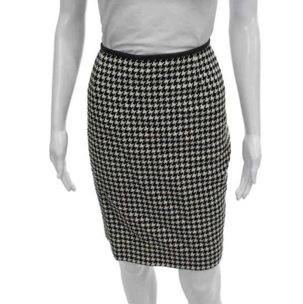 Brooks Brothers Womens Straight Pencil Wool Check Knee Length Skirt Zip Size 12