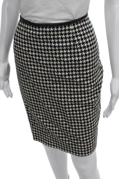 Brooks Brothers Womens Straight Pencil Wool Check Knee Length Skirt Zip Size 12