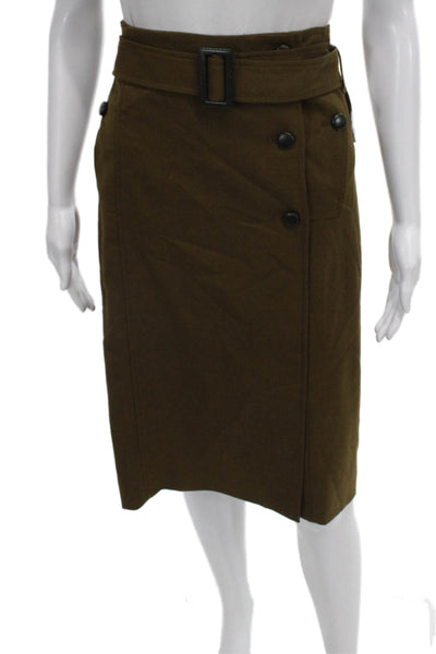 Cartonnier Anthropologie Women Green Pencil Skirt Knee Buckle Size 12