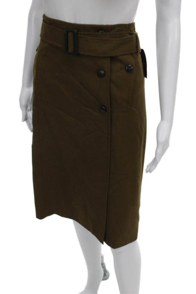 Cartonnier Anthropologie Women Green Pencil Skirt Knee Buckle Size 12