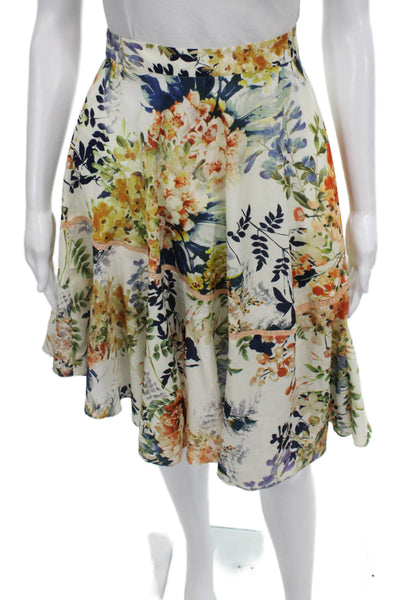 Ranna Gill Women Multicolor Floral Polyester Flare Skirt Knee Length Size 12