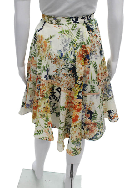 Ranna Gill Women Multicolor Floral Polyester Flare Skirt Knee Length Size 12