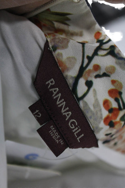 Ranna Gill Women Multicolor Floral Polyester Flare Skirt Knee Length Size 12