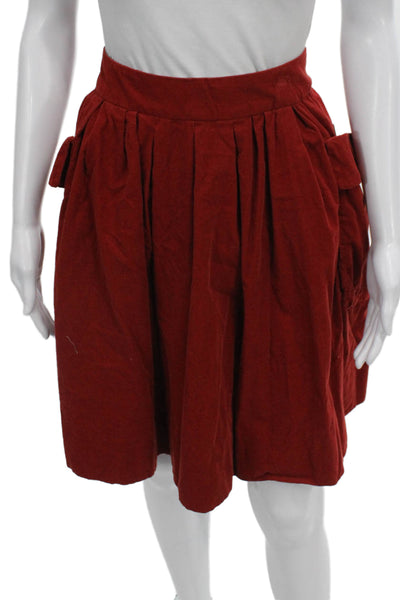Maeve Anthropologie Women A-Line Skirt Red Cotton Short Zip Size 10