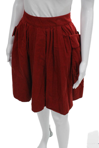 Maeve Anthropologie Women A-Line Skirt Red Cotton Short Zip Size 10