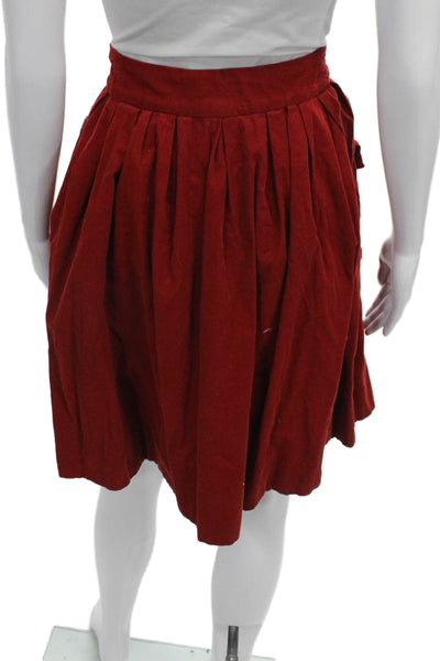 Maeve Anthropologie Women A-Line Skirt Red Cotton Short Zip Size 10
