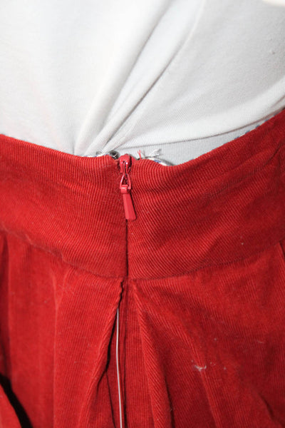 Maeve Anthropologie Women A-Line Skirt Red Cotton Short Zip Size 10